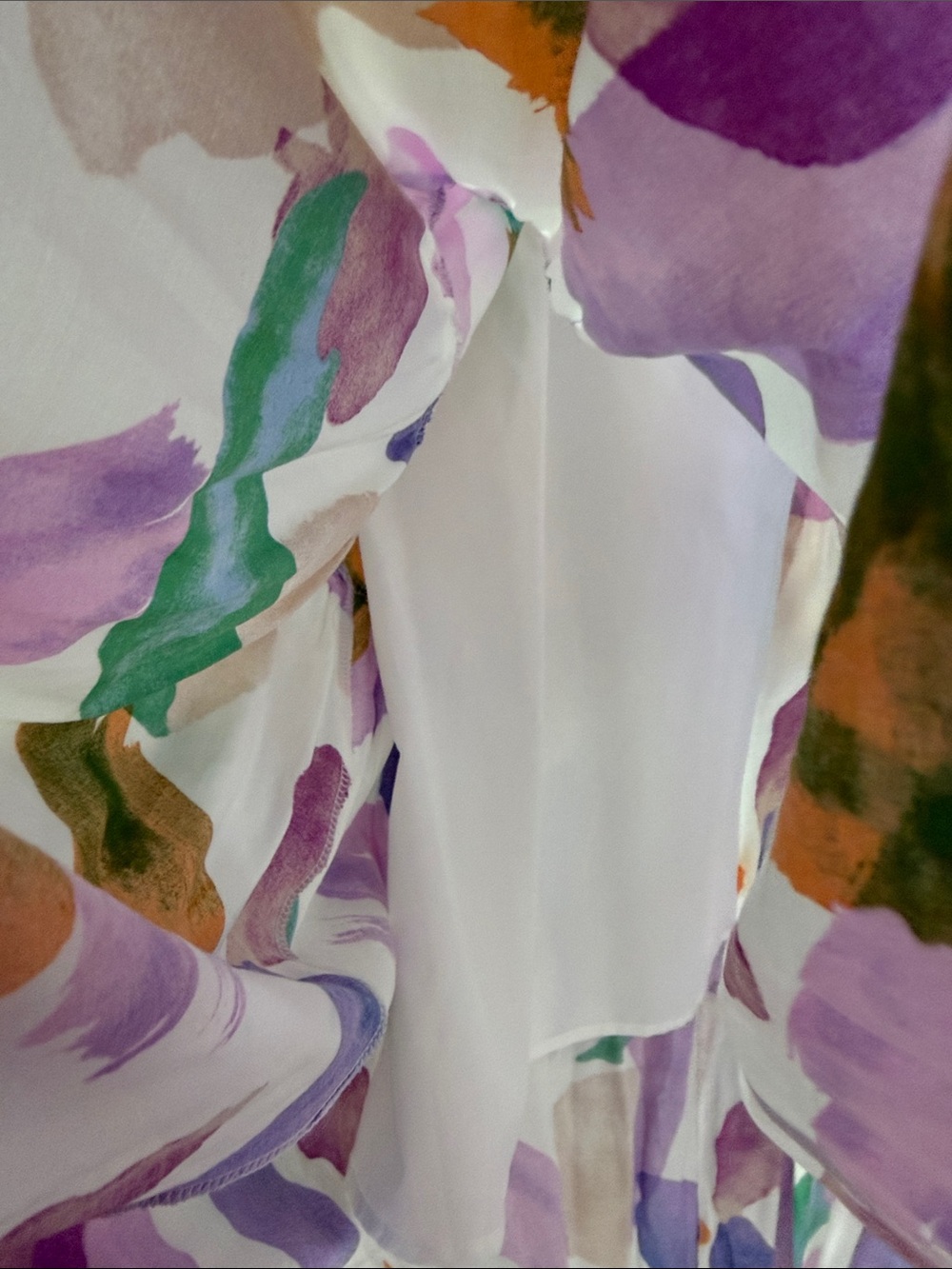 entro White Tiered Midi Dress with Multicolor Abstract Print - Picture 3 of 4